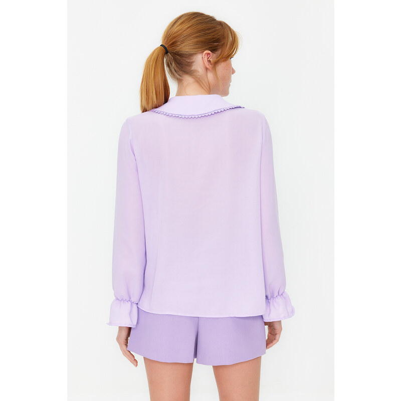 Trendyol Lilac Collar Detailed Ruffled Woven Shirt