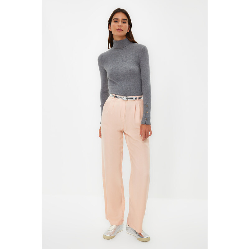 Trendyol Powder Wide Leg/Wide Leg Pleated Woven Trousers