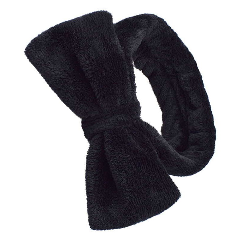 Camerazar Měkká kosmetická čelenka do vlasů pro domácí lázně, materiál fleece, univerzální velikost, šířka mašle 14 cm
