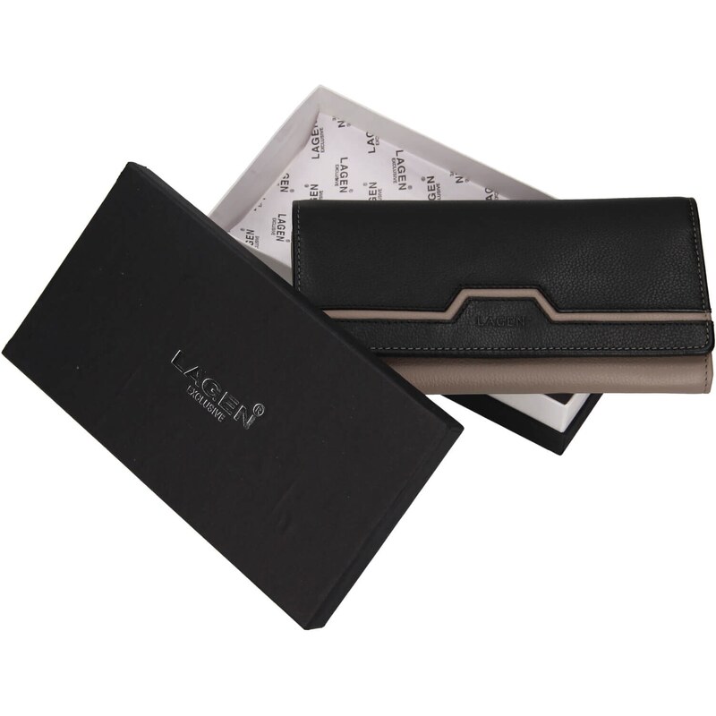 Dámská kožená peněženka Lagen Perry - šedo-černá