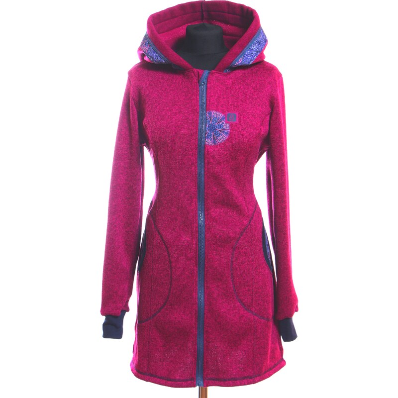 BajaDesign fialový svetrový kabát, fialový + fialové mandaly
