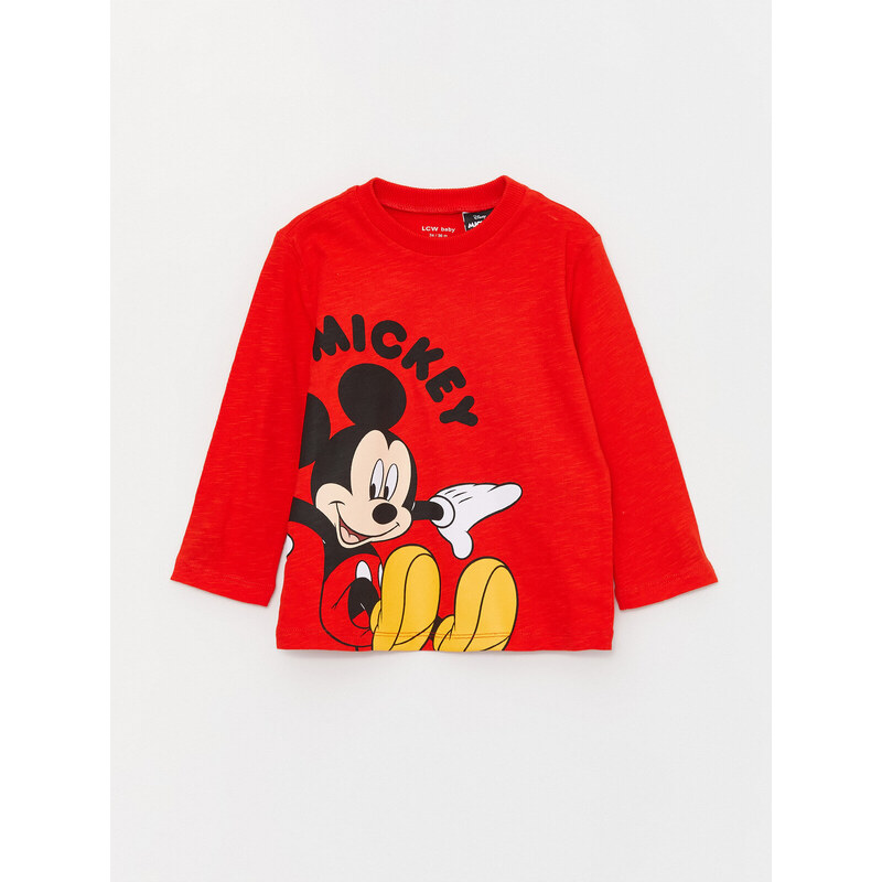LC Waikiki Crew Neck Long Sleeve Mickey Mouse Printed Baby Boy Sweatshirt