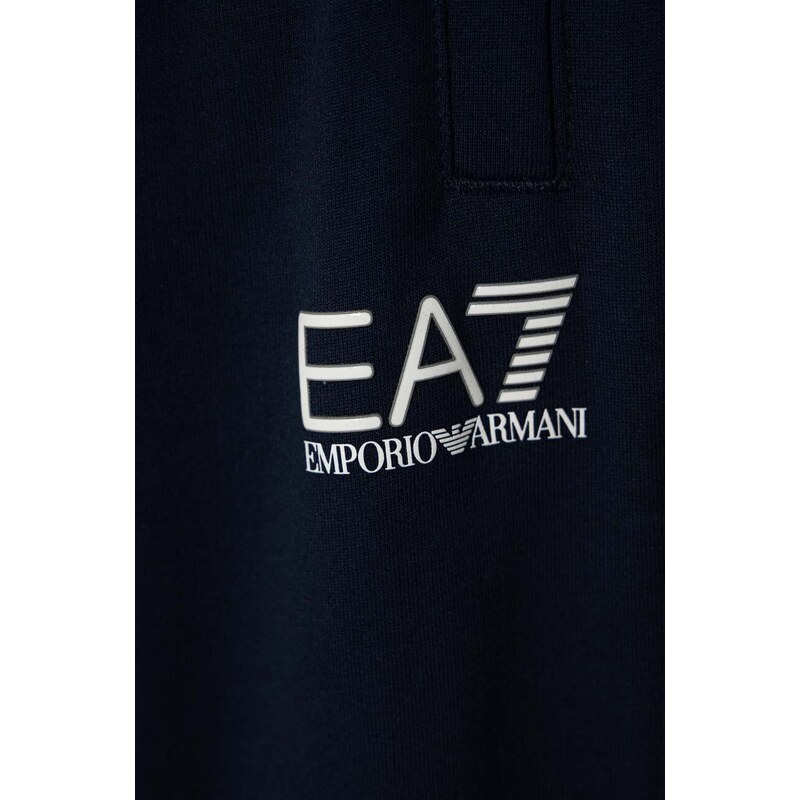 Dětské bavlněné tepláky EA7 Emporio Armani černá barva, s potiskem