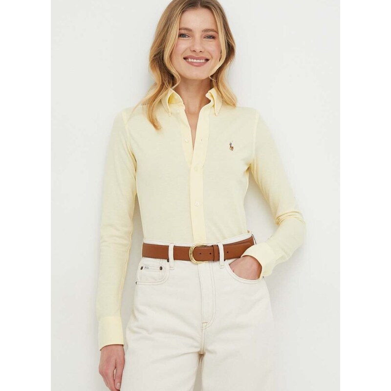 Bavlněná košile Polo Ralph Lauren žlutá barva, regular, s klasickým límcem