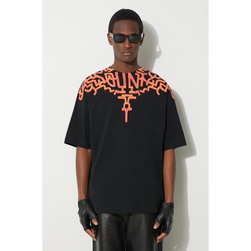 Bavlněné tričko Marcelo Burlon Graffiti Wings černá barva, s potiskem, CMAA054S24JER0011020