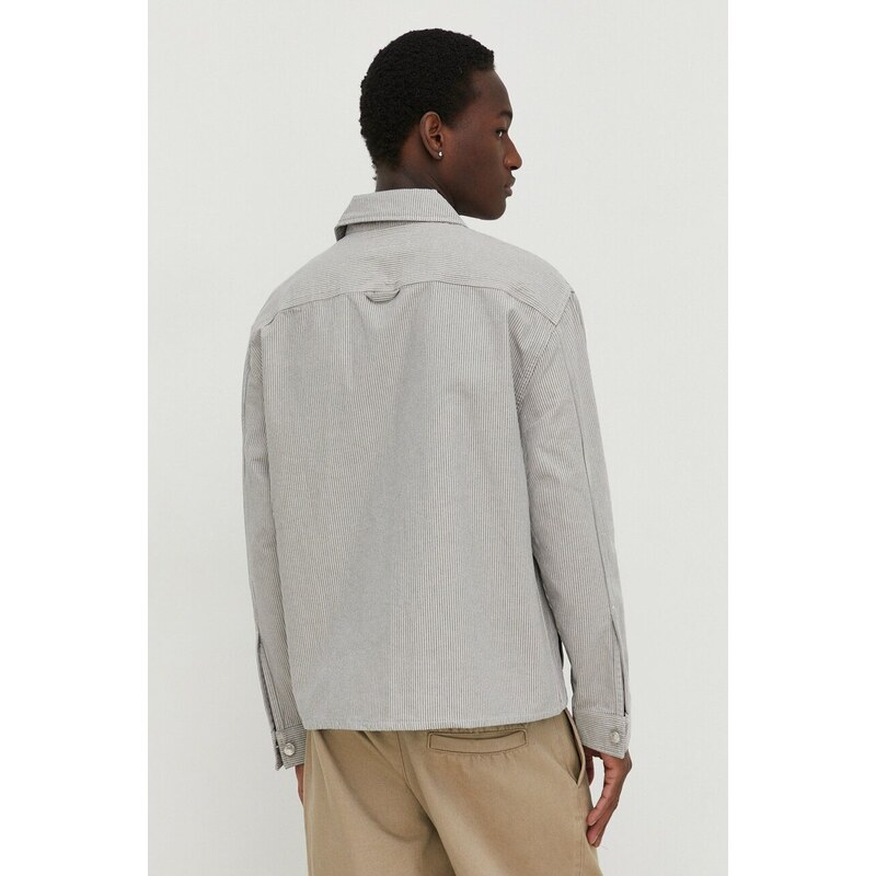 Džínová bunda Abercrombie & Fitch pánská, šedá barva, přechodná