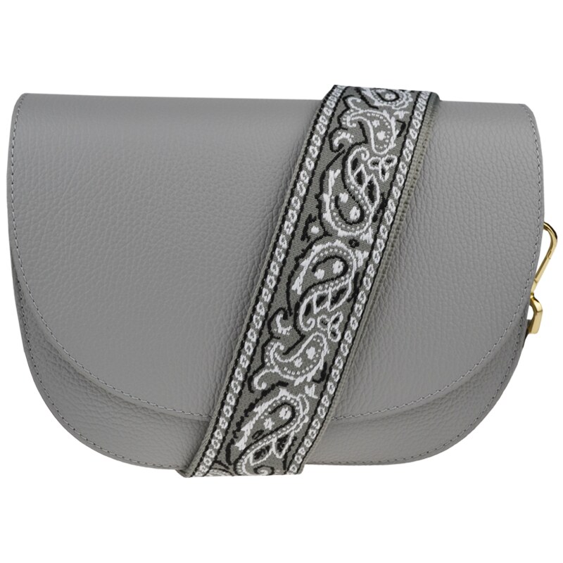 Šedá kožená italská crossbody kabelka Ramona Grigio s přídavným