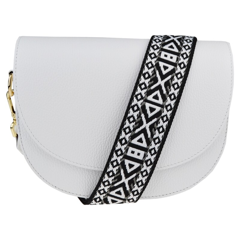 Bílá kožená italská crossbody kabelka Ramona Bianca s přídavným