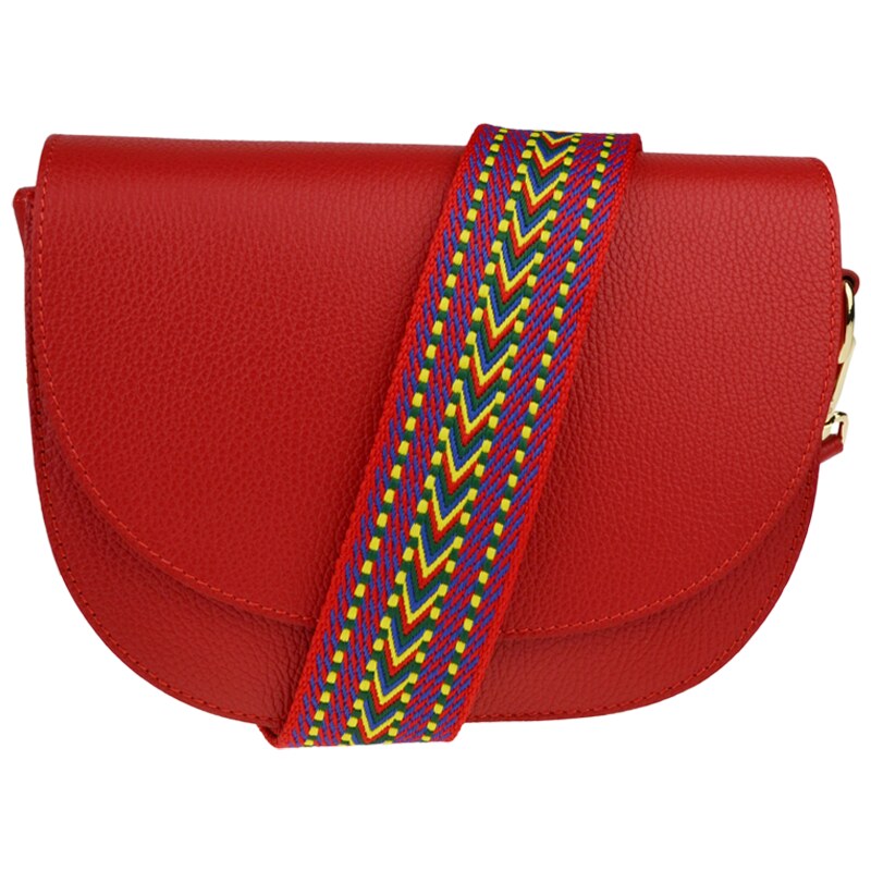 Červená kožená italská crossbody kabelka Ramona Rosso s