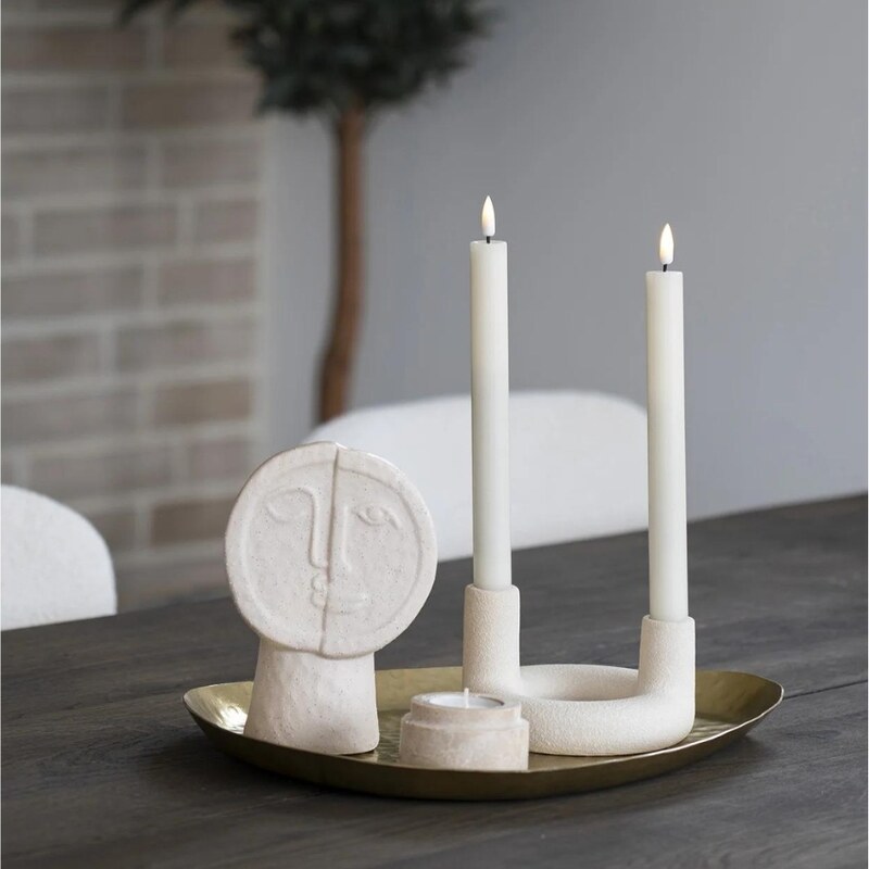 Nordic Living Béžový keramický svícen Lyastig