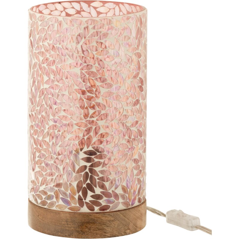 Růžová skleněná stolní lampa J-line Mozze 29,5 cm