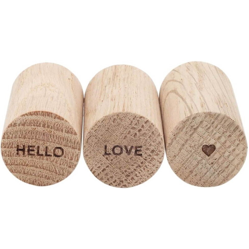 Eulenschnitt Dřevěné háčky Oak Wood Hello Love - set 3 ks