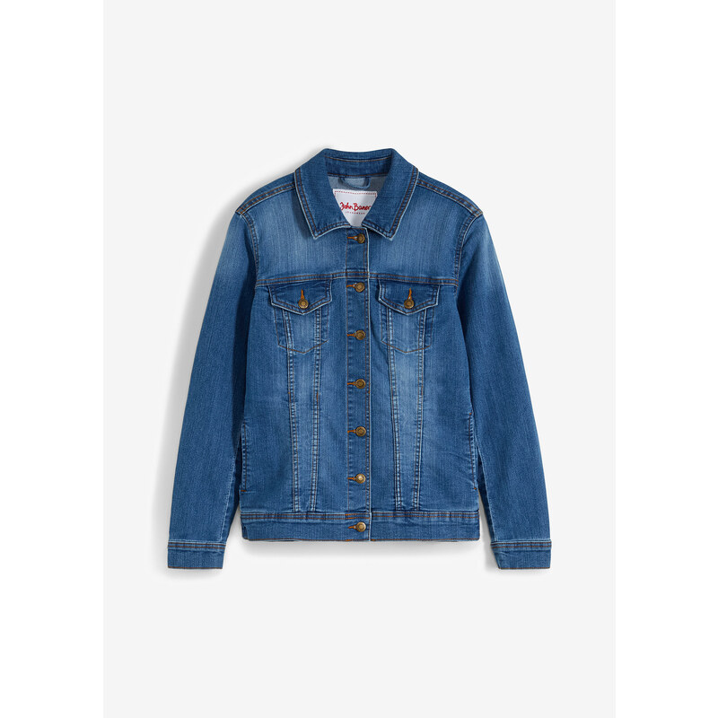 bonprix Strečová džínová bunda Basic Modrá