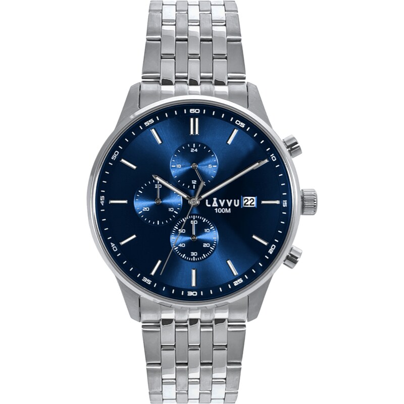 LAVVU Pánské hodinky YSTAD Chronograph Blue s vodotěsností 100M