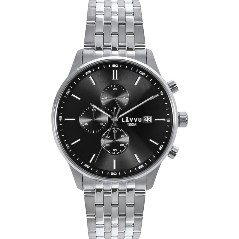 LAVVU Pánské hodinky YSTAD Chronograph Black s vodotěsností 100M