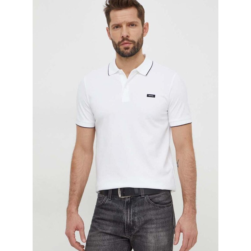 Polo tričko Calvin Klein bílá barva