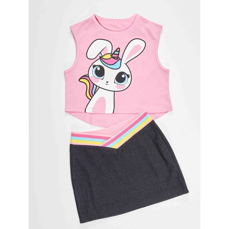 Denokids Unicorn Rabbit Girls Kids T-shirt Skirt Suit