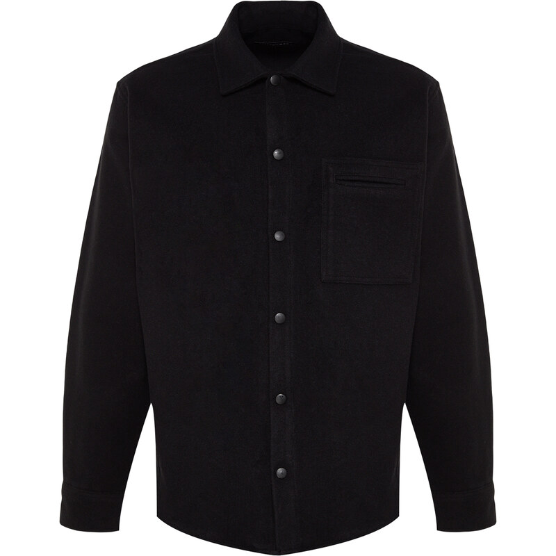 Trendyol Black Relaxed Fit Cachet Snap Closure Shirt