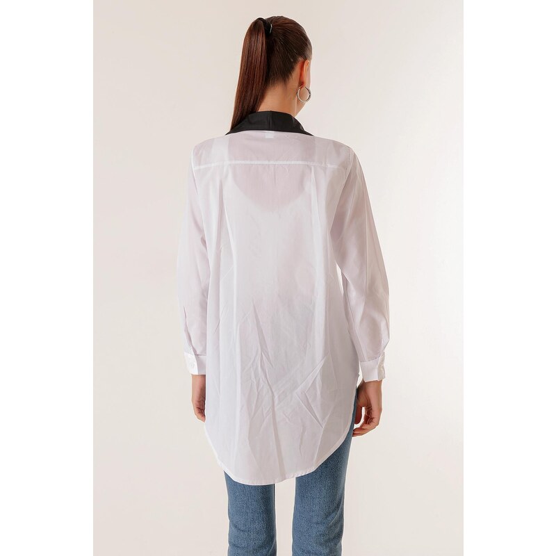 By Saygı Long Shirt with Lettering on One Side on the Front