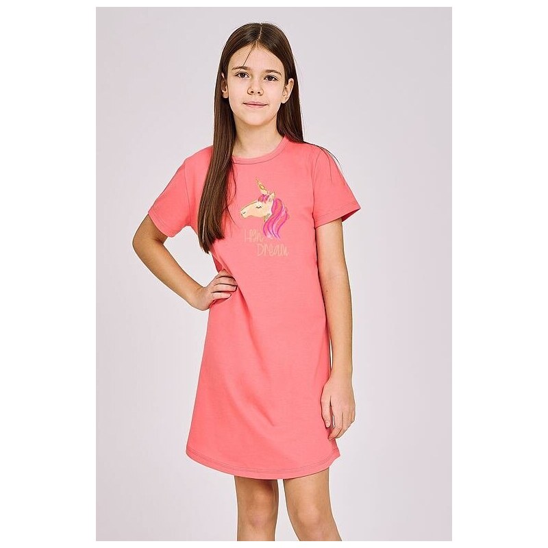 Taro Dívčí noční košile Mila růžová s jednorožcem