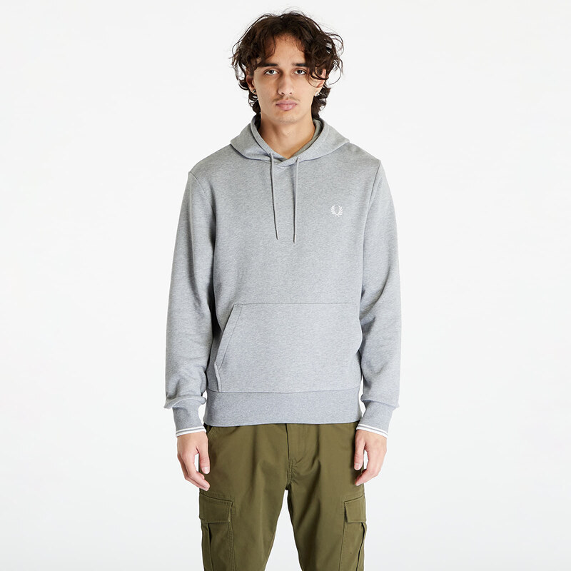 Pánská mikina FRED PERRY Tipped Hooded Sweatshirt Steel Marl