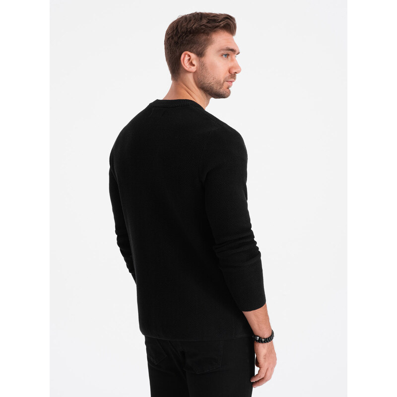 Ombre Men's structured cardigan sweater with pockets - black