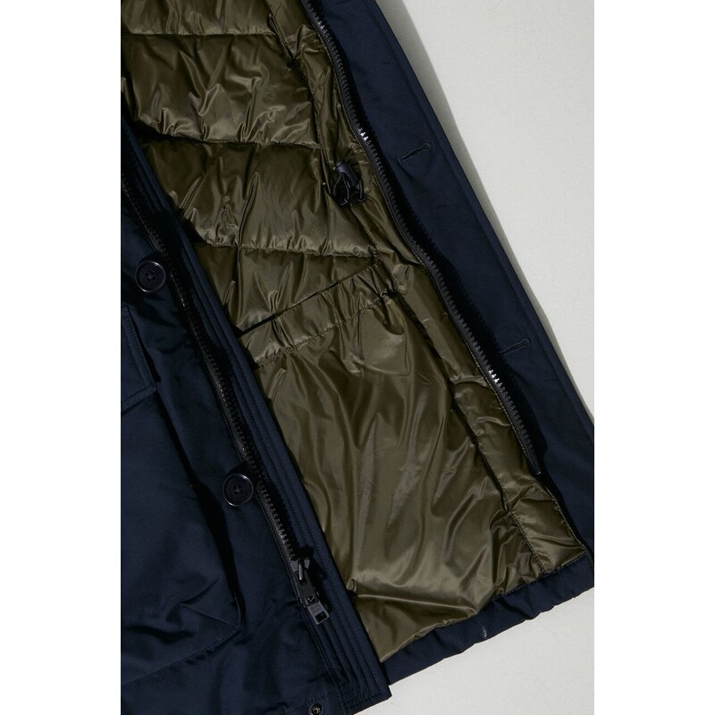 Péřová bunda Woolrich Ramar Arctic Parka pánská, tmavomodrá barva, zimní, CFWOOU0866MRUT0001