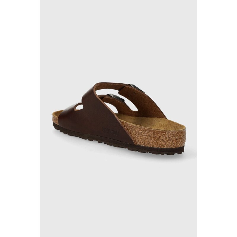 Kožené pantofle Birkenstock Arizona Grip pánské, hnědá barva, 1023117