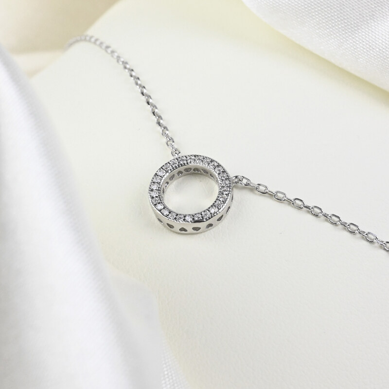 Stříbrný náhrdelník se zirkonovým kroužkem - Meucci SN110