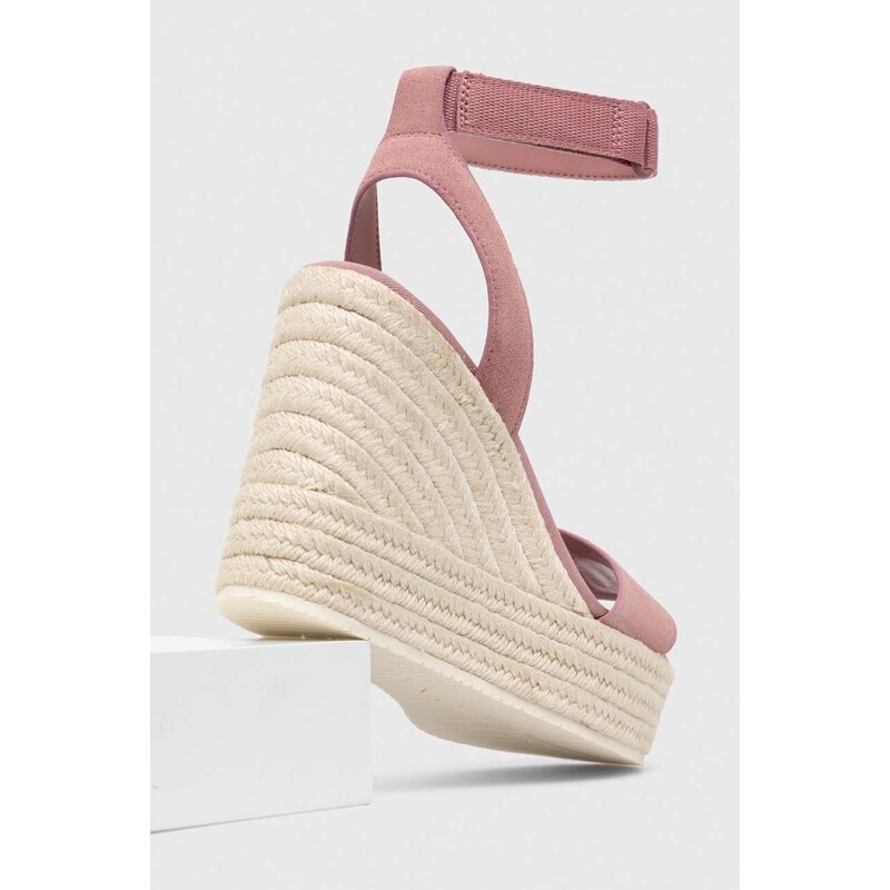 Semišové sandály Calvin Klein Jeans WEDGE SANDAL SU CON MG BTW růžová barva, YW0YW01026