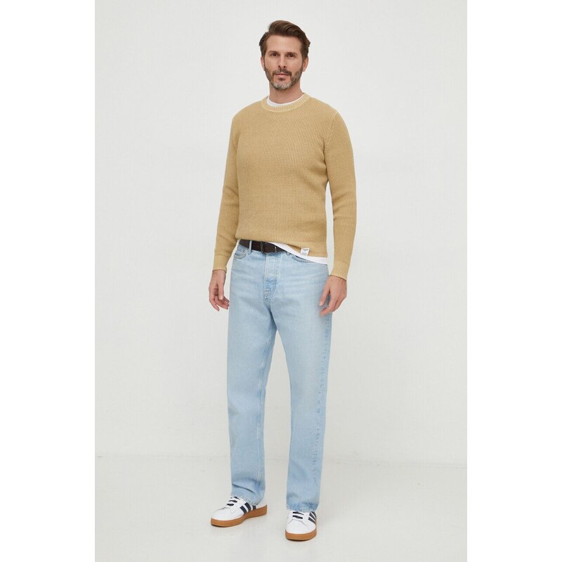 Bavlněný svetr Pepe Jeans béžová barva