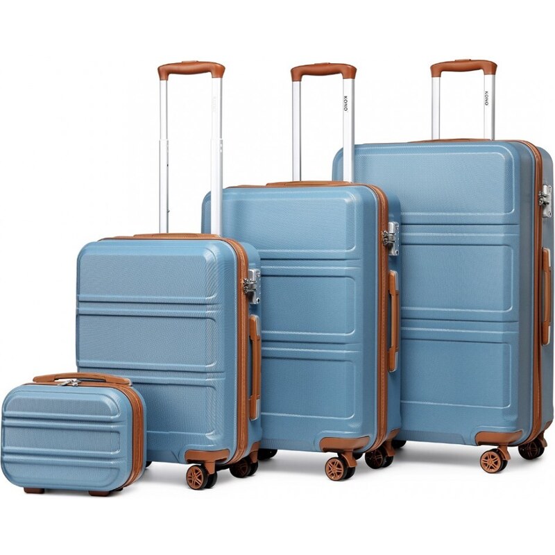 KONO Set 4 cestovních kufrů Ariel, modrohnědý