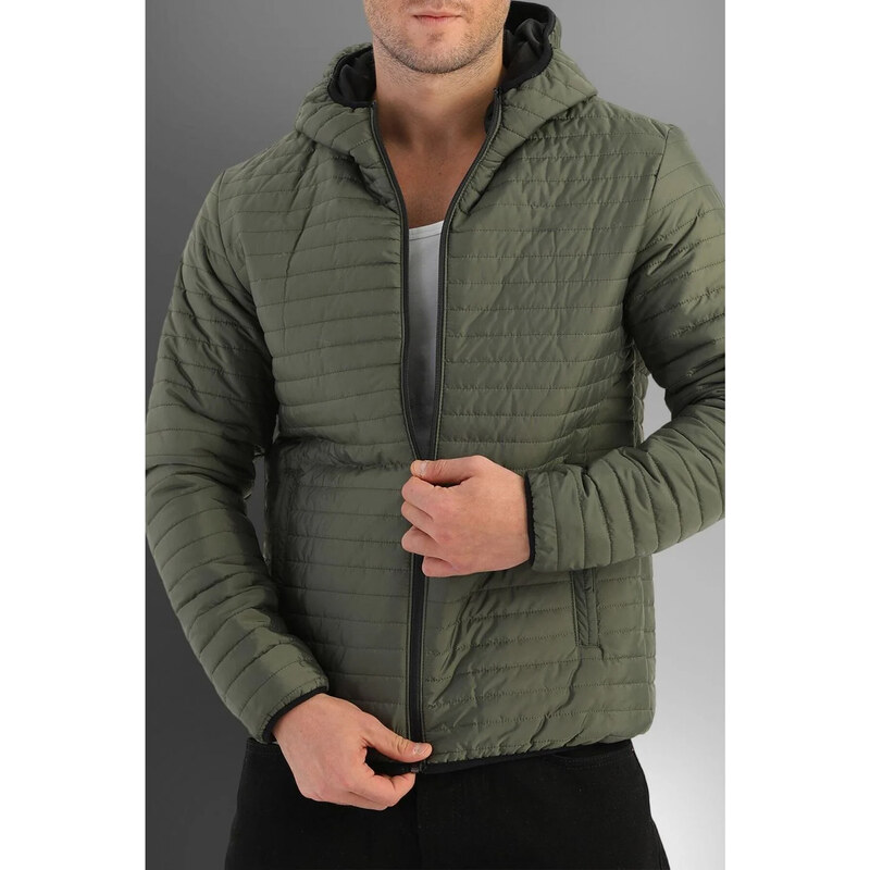 D1fference Men's Khaki Inner Lined Water And Windproof Hooded Winter Coat