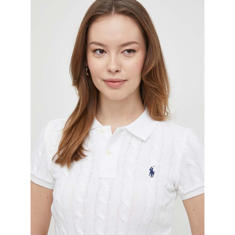 Bavlněné polo tričko Polo Ralph Lauren bílá barva