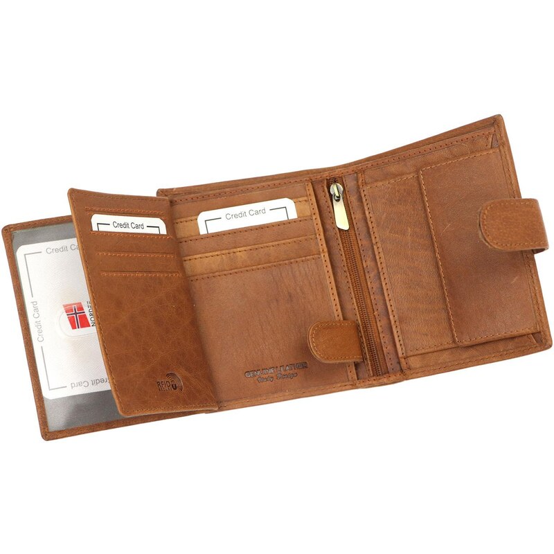 Pánská kožená peněženka Nordee ADL01-N4L-BPull camel