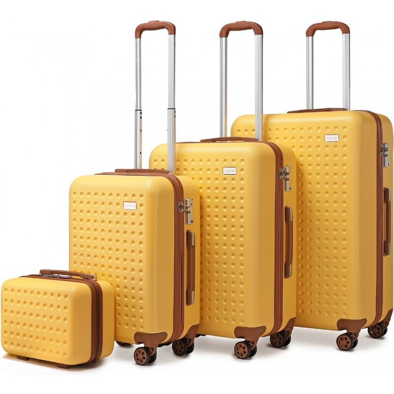 KONO Cestovní set kufrů - flexibilní 4 set s TSA zámkem, žlutý