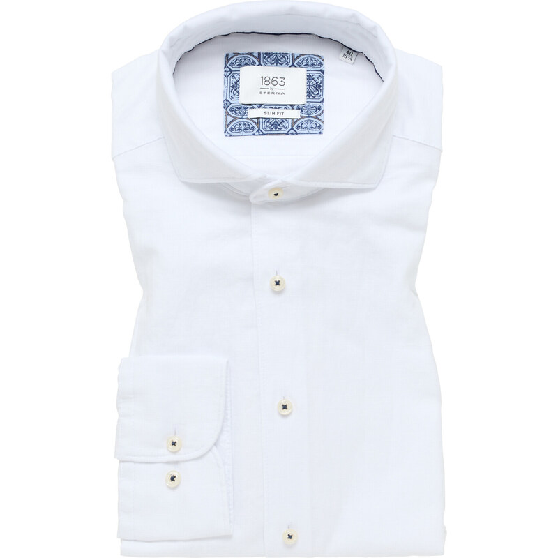 Lněná pánská košile bílá 1863 by ETERNA Slim fit Extra Soft