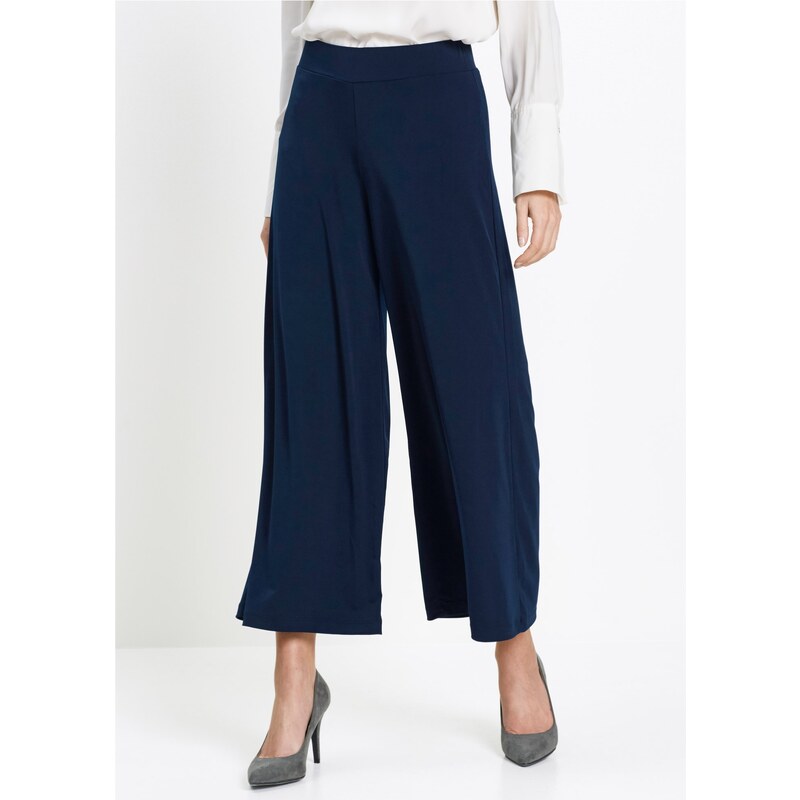 bonprix Žerzejové kalhoty Culotte modrá Žena 34413707