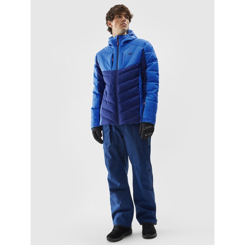 4F Pánská lyžařská péřová bunda se syntetickým peřím - tmavě modrá