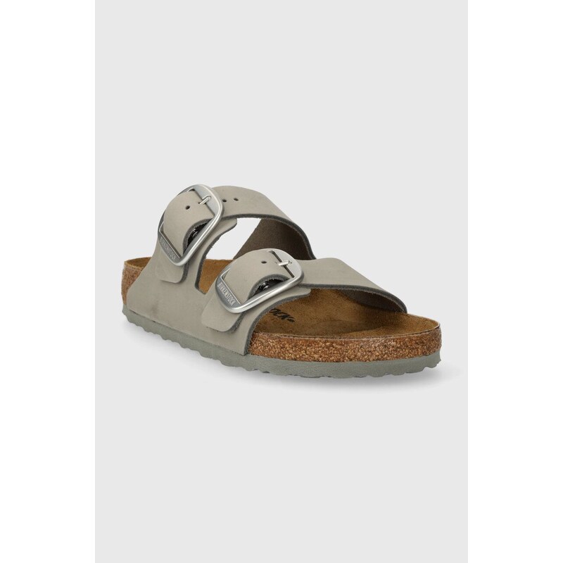 Nubukové pantofle Birkenstock Arizona Big Buckle šedá barva, 1021751