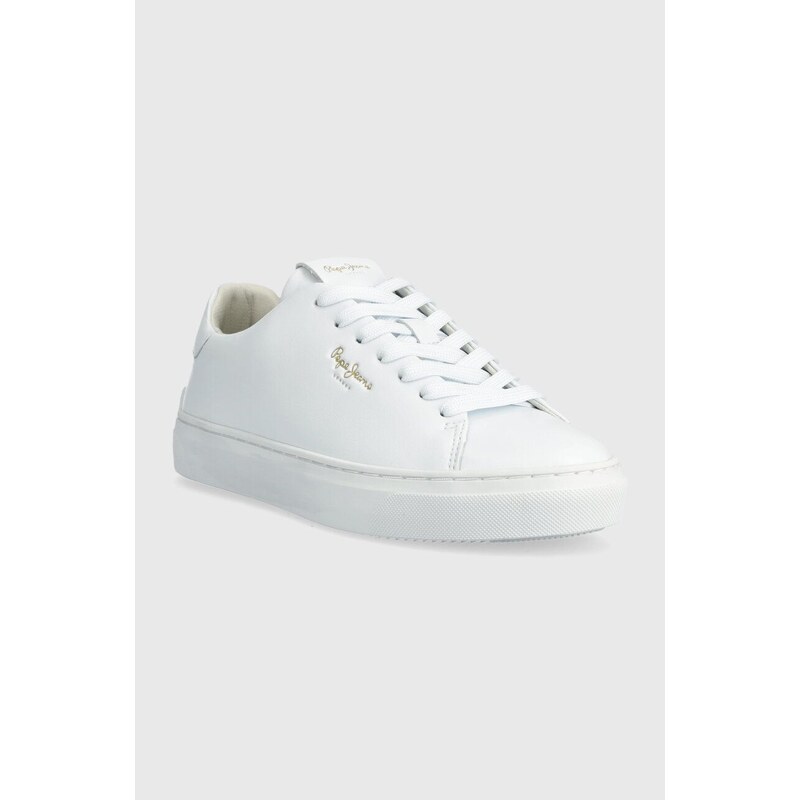 Kožené sneakers boty Pepe Jeans PLS00001 bílá barva, CAMDEN CLASSIC W