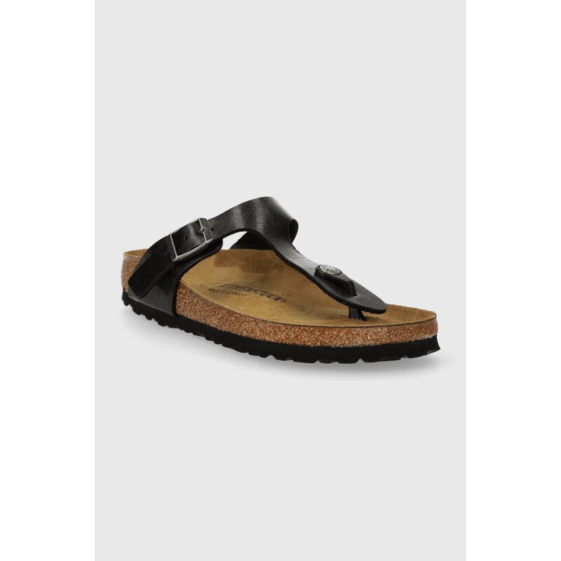 Žabky Birkenstock Gizeh dámské, černá barva, na plochém podpatku, 1027334