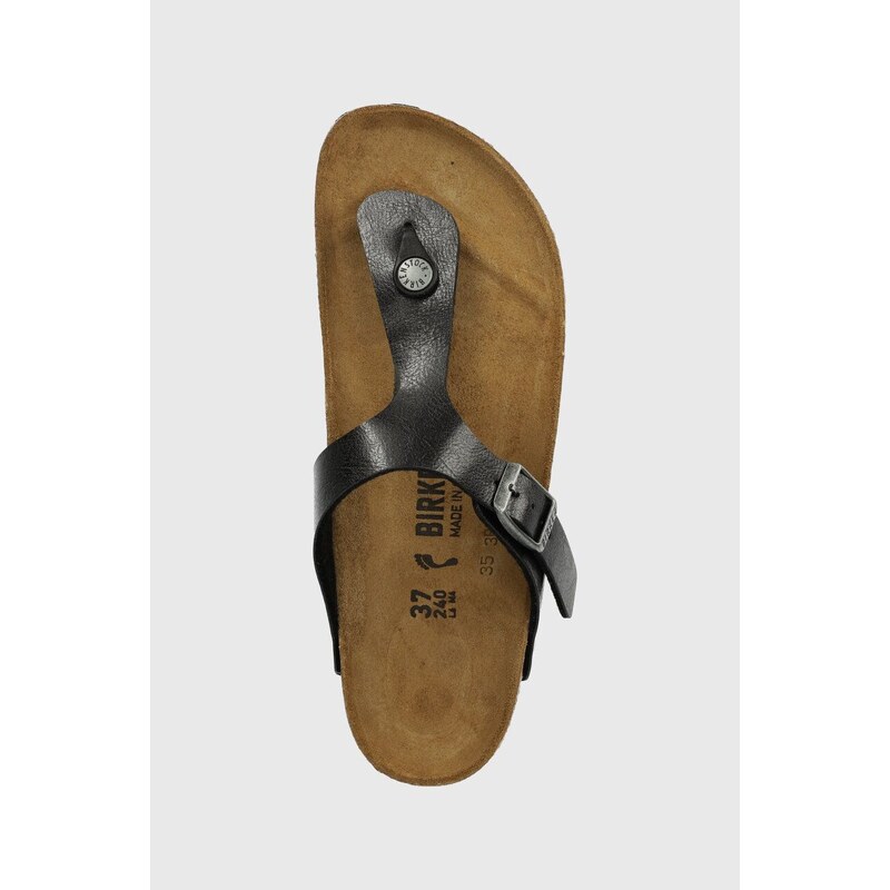 Žabky Birkenstock Gizeh dámské, černá barva, na plochém podpatku, 1027334