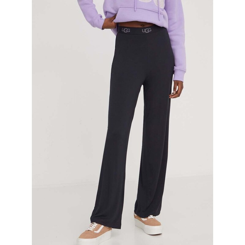 Kalhoty UGG dámské, černá barva, jednoduché, high waist, 1144518