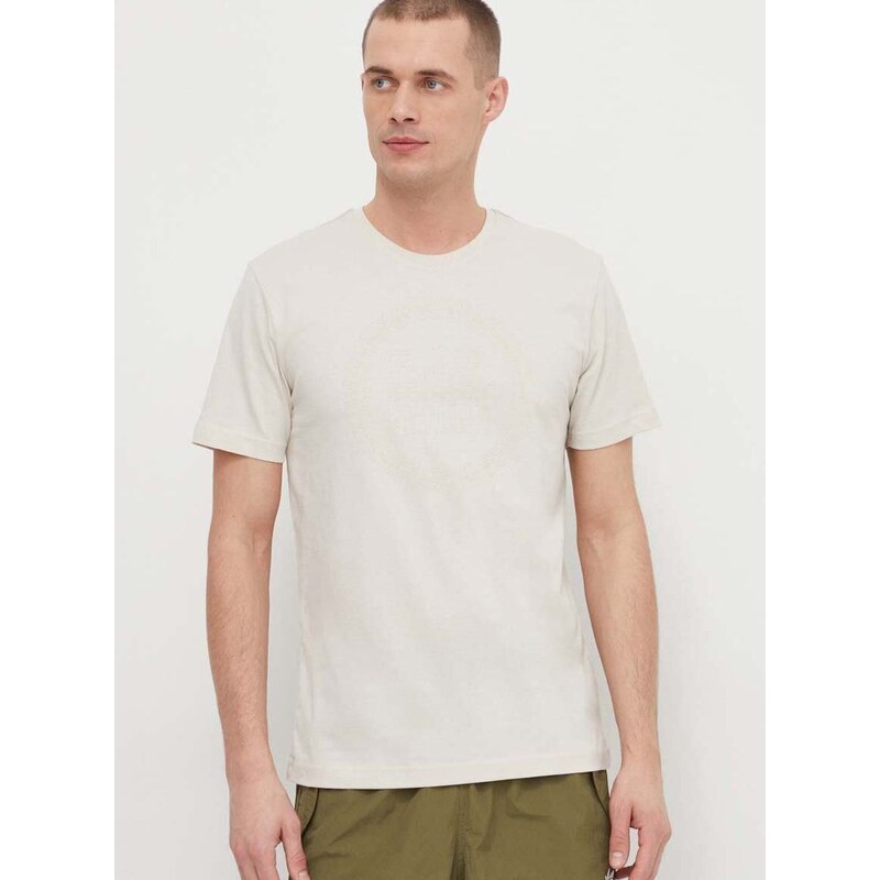 Bavlněné tričko EA7 Emporio Armani béžová barva, s potiskem
