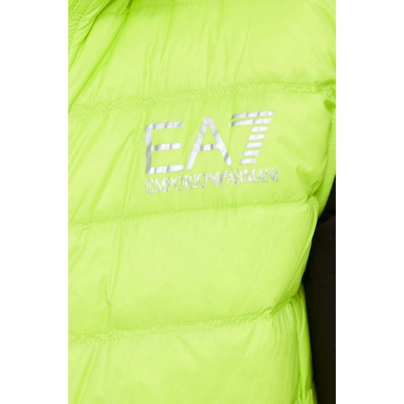 Péřová vesta EA7 Emporio Armani zelená barva