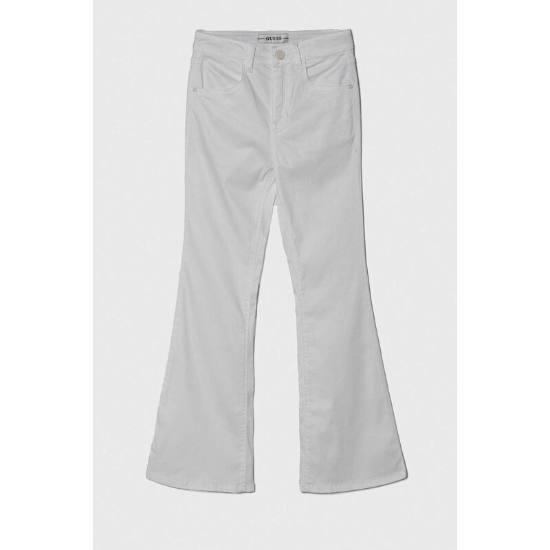Dětské kalhoty Guess bílá barva, hladké