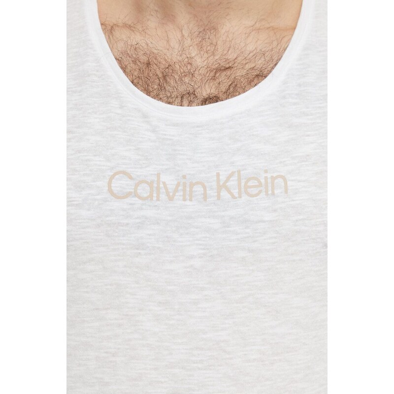 Tričko s příměsí lnu Calvin Klein bílá barva