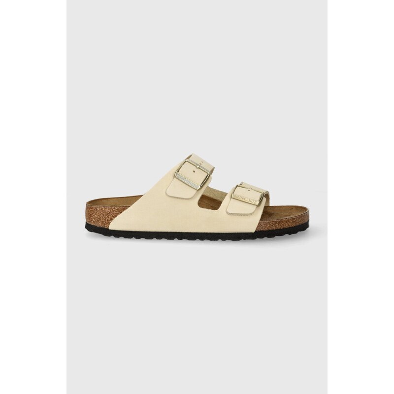 Kožené pantofle Birkenstock Arizona dámské, béžová barva, 1026711