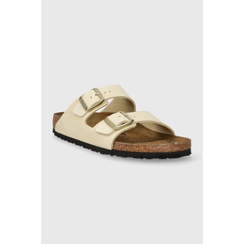 Kožené pantofle Birkenstock Arizona dámské, béžová barva, 1026711